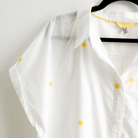 JOULES White Dela Button Front Shirt Top in Sun Sunny Sunshine Print - Picture 7 of 8